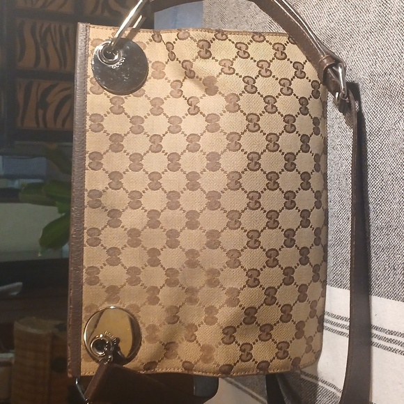 Authentic Gucci Eclipse Shoulder Crossbody Bag GG Canvas Leather Brown - Picture 2 of 16